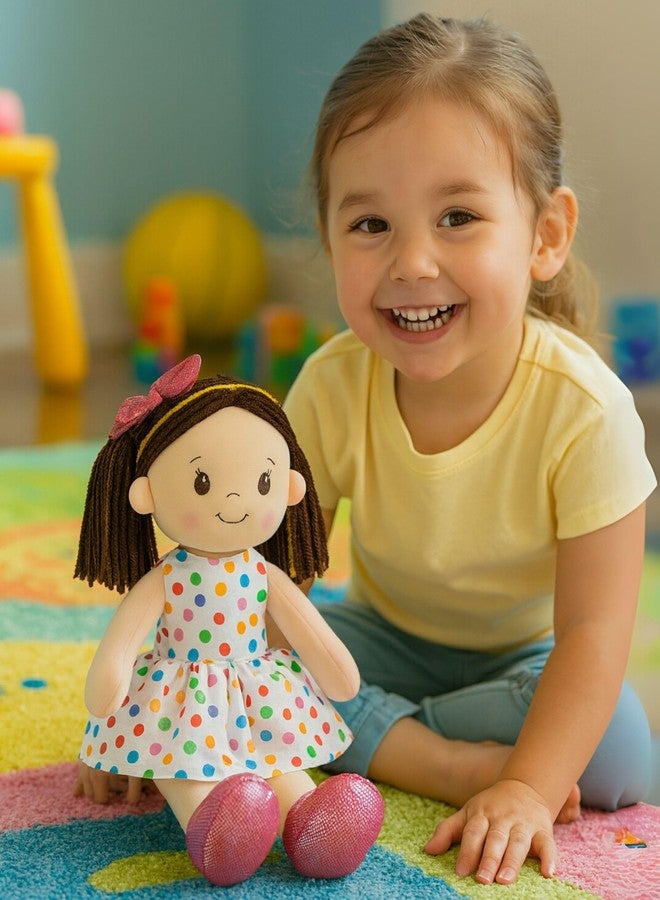 Linzy Toys 16 Inch Colorful Polka Dot Adalyn Soft Plush Rag Doll for Girls - Stuffed Sleeping Cuddle Buddy for Toddlers, Infants, Babies - Cute Hug Doll, Muneca de Trapo para Niña, Toy Gift for Kids - Image 4